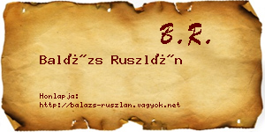 Balázs Ruszlán névjegykártya