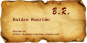 Balázs Ruszlán névjegykártya